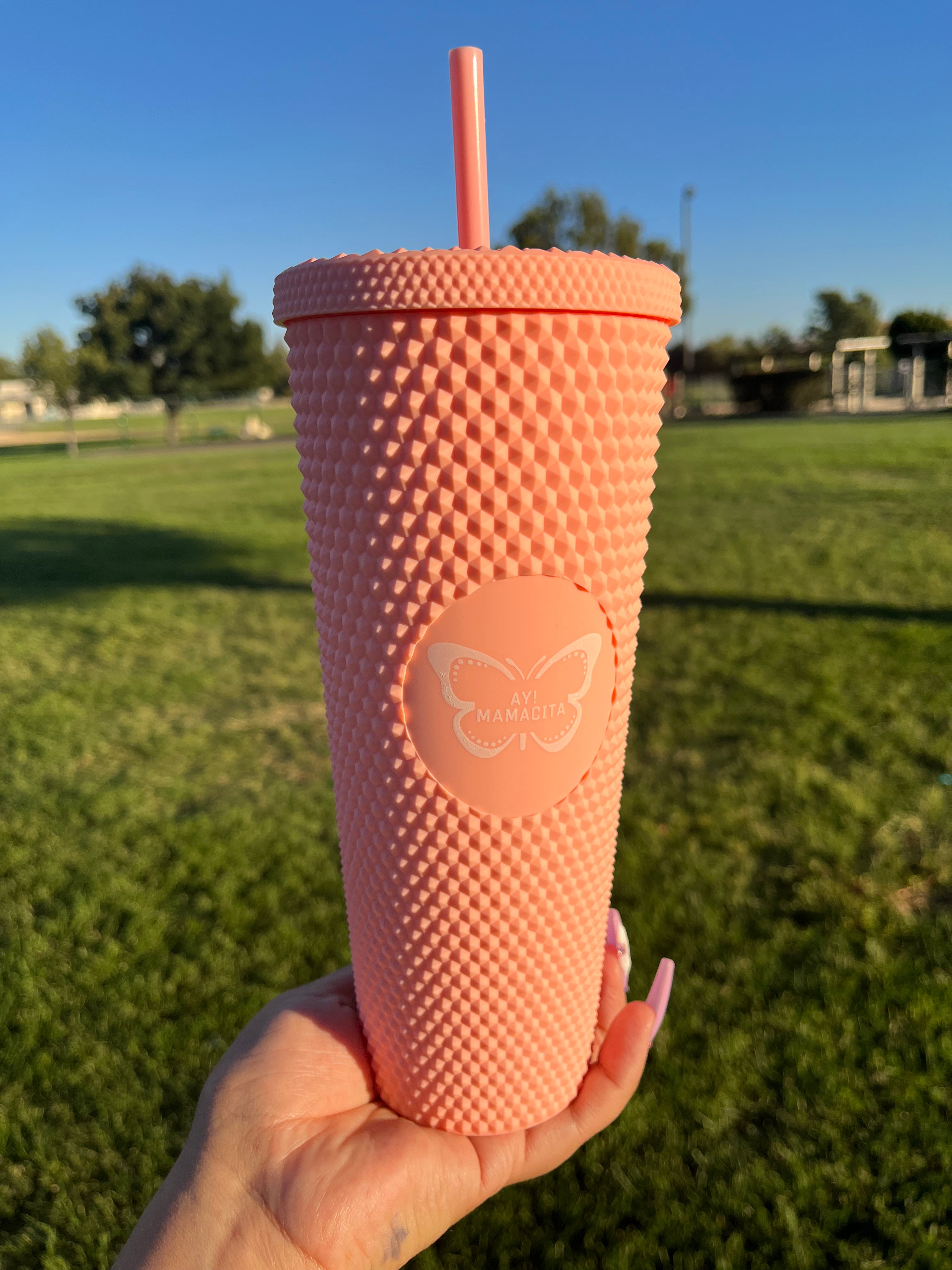 Matte Baby Pink Studded Tumbler