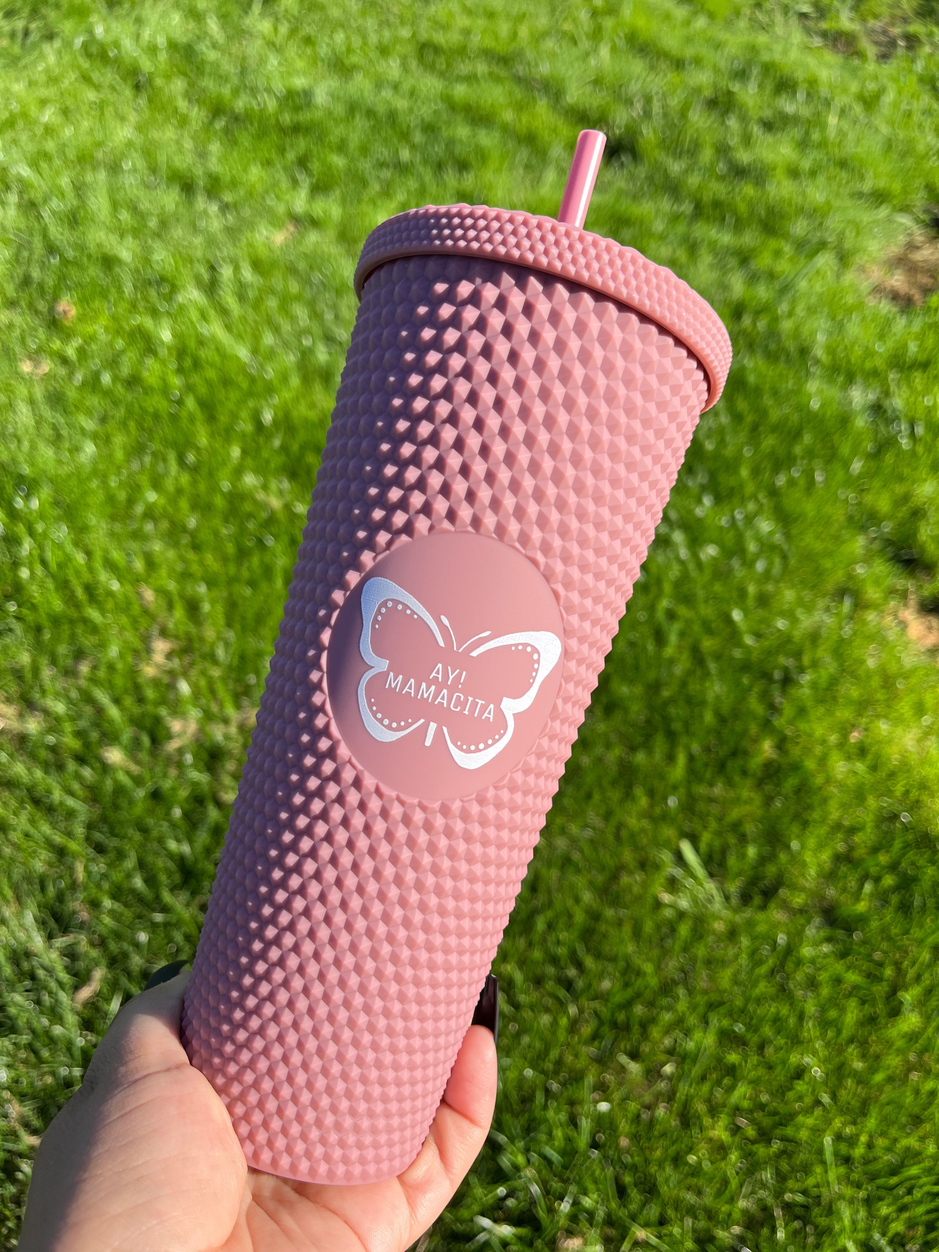 Dusty Rose Matte Studded Tumbler